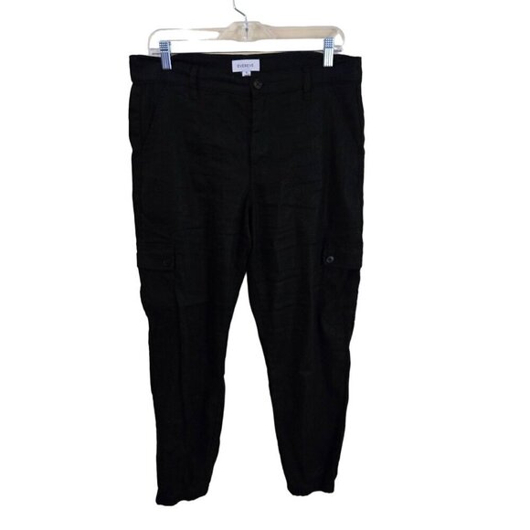 Evereve Tessa Linen Blend Cargo Joggers Black Neutral Size 31 - Picture 2 of 7